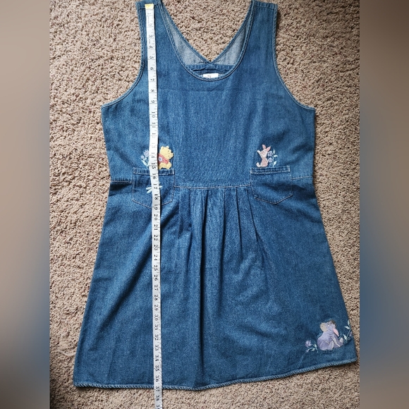 The Disney Store Winnie the Pooh Denim Jumper Dress Vintage Size Large - Picture 10 of 11